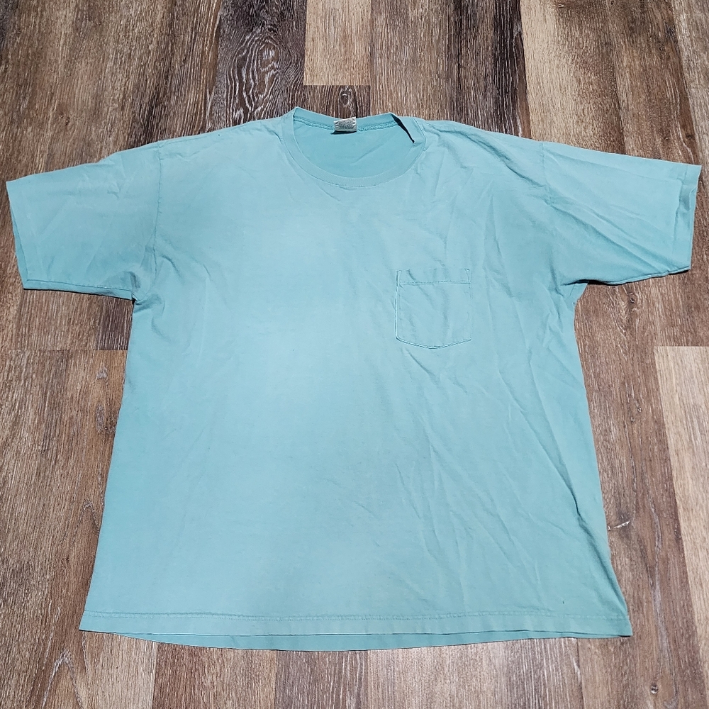 Vintage Aeropostale Single Stitch Teal Pocket T-Shirt Made in USA